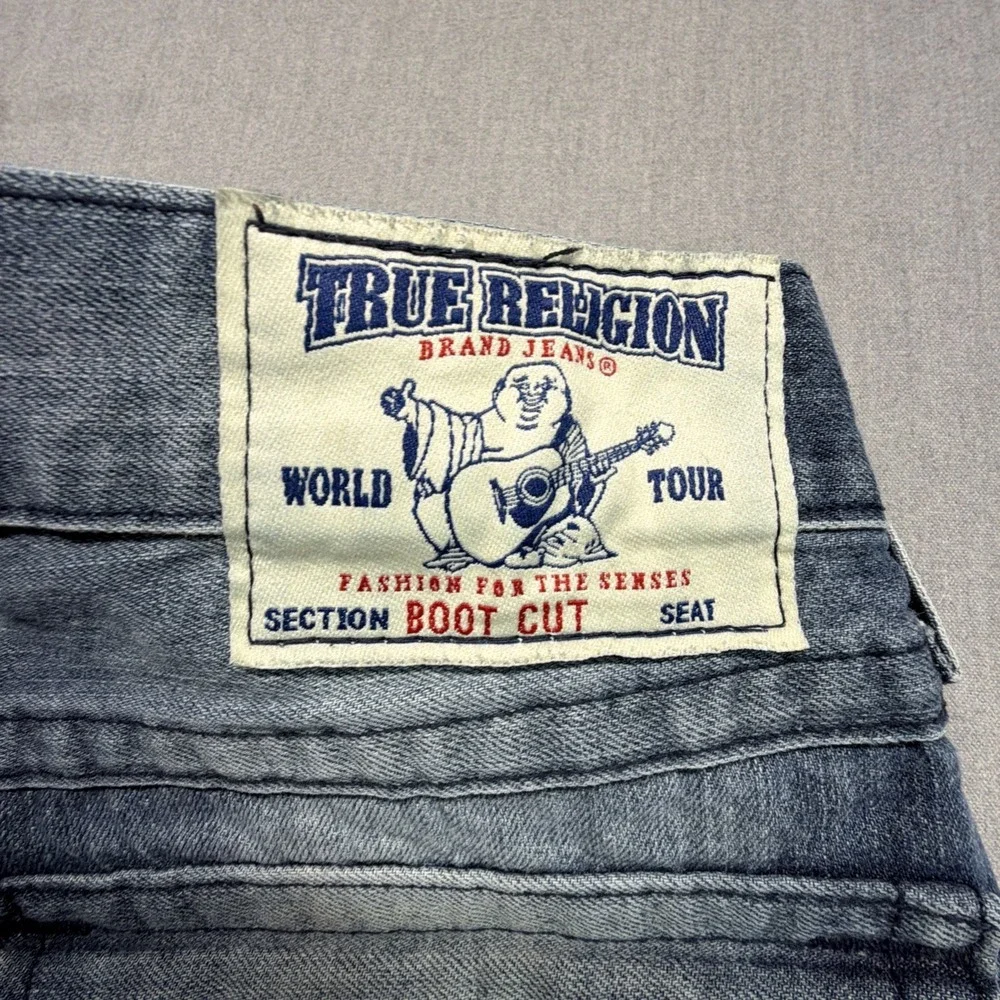 Vintage True Religion Jeans Mens 33 (Fits‎ 34x32) Blue Flap Pockets Boot Cut